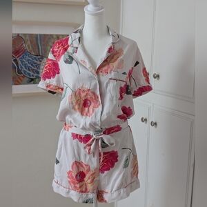 ✨ Victoria’s Secret Floral Pajama Satin Romper – Size Medium ✨